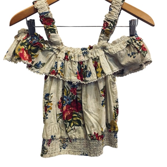 House of Harlow 1960 Tops - House of Harlow 1960 Helena Cream Floral Ruffled Crop Sz M